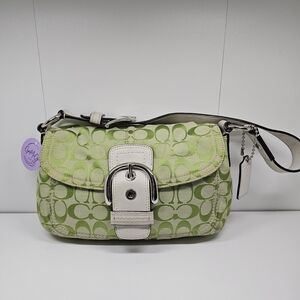 Coach Lime Green and Cream Shoulder Bag